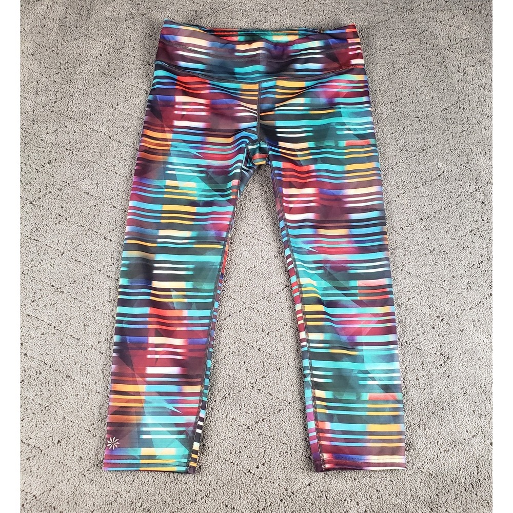Athleta Pants Womens Medium Multicolor Crop Pull On Gym Athleisure Yoga Leggings